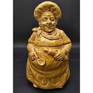 Vintage Ceramic Chef Flour Cookie Jar Yellow Detailed Sadler England VL4016